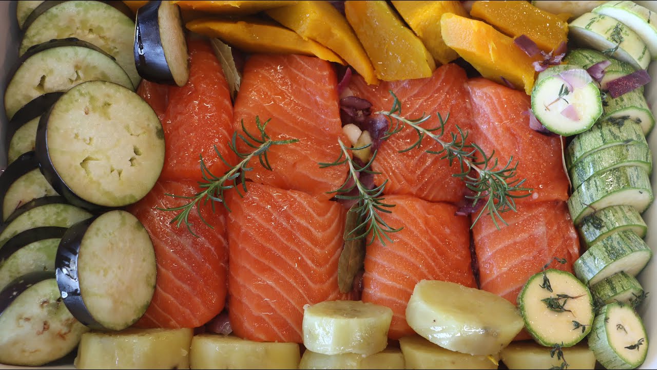salmão assado com legumes @artecomsabor