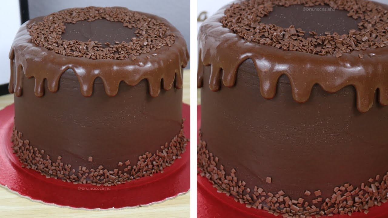 bolo de chocolate com cobertura de ganache de chocolate @brunacozinha