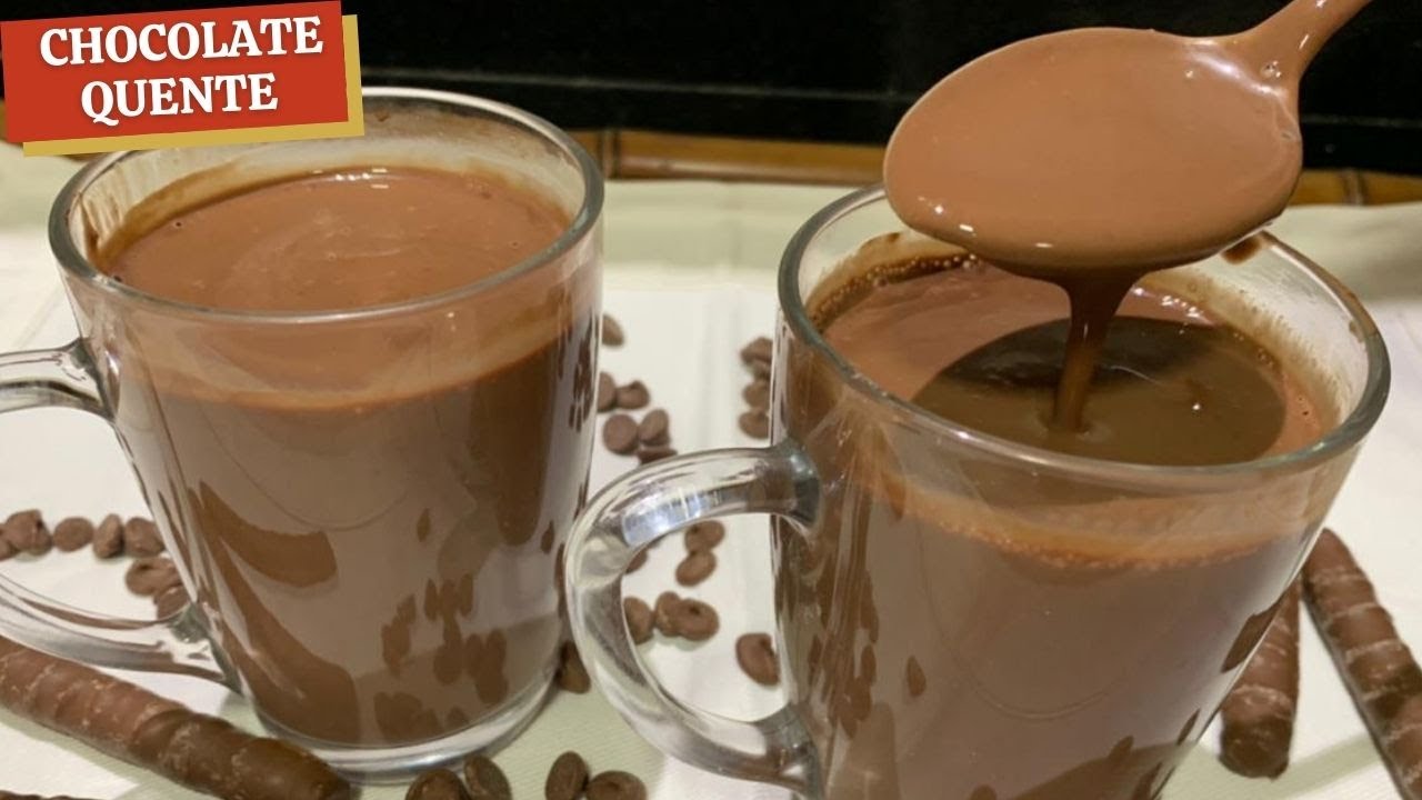 chocolate quente com barra de chocolate @sabornamesa