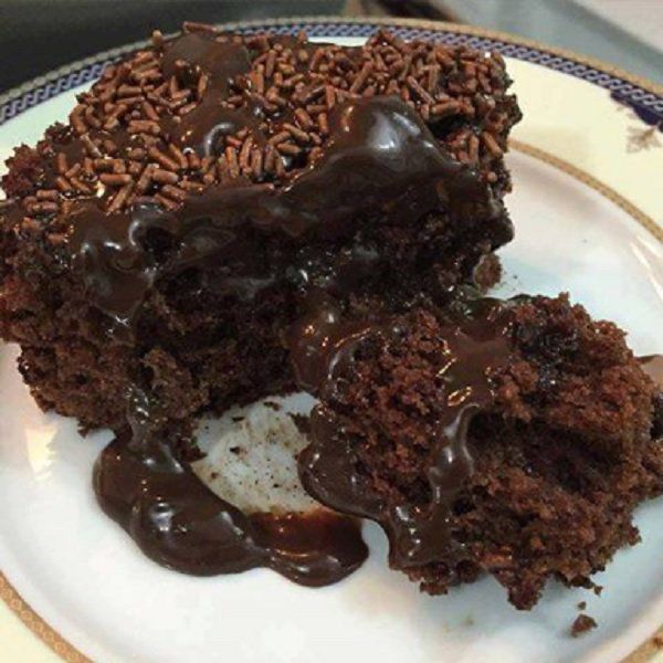 bolo de chocolate fake saudável cremoso macio fofinho